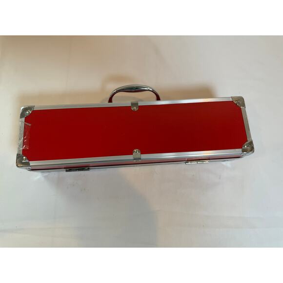 Stainless Steel BBQ Grill Tools Set in Red Aluminum Carry Case – 3 Piece - Picture 2 of 3